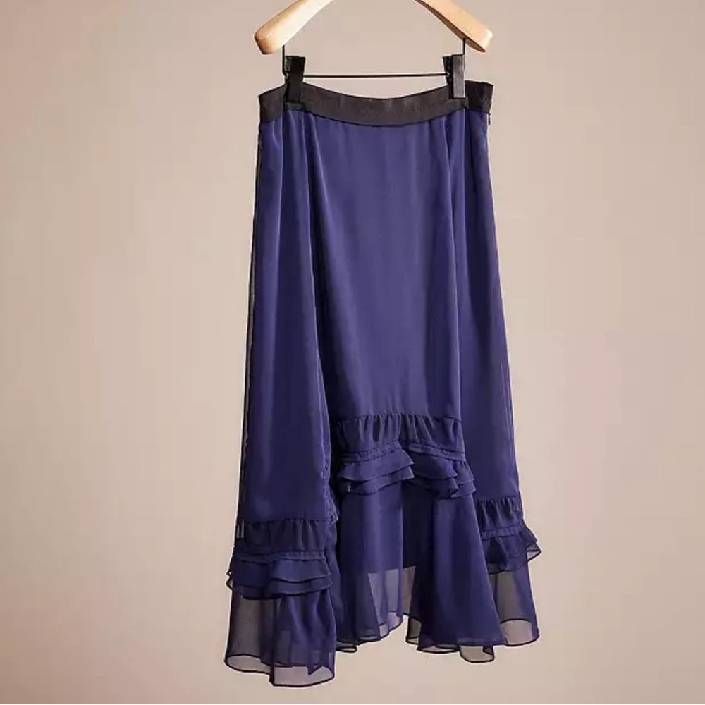 Coach Long Tiered Navy Skirt NWT